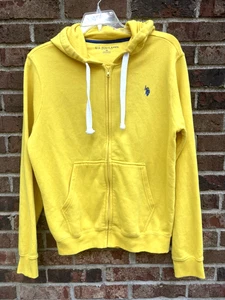 Polo Ralph Lauren Full Zip Heavyweight Hoodie Sweatshirt Mens Med Yellow w/ Pony - Picture 1 of 7