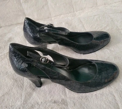 Zapatos de tacón Sam & Libby talla 9M gris plata estampado de cocodrilo para mujer Mary Jane Foto 1 de 4