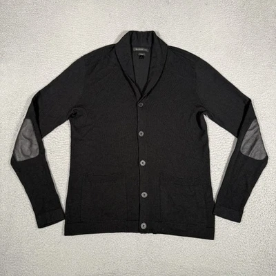 Suéter John Varvatos Para Hombres Mediano Negro Cárdigan Mezcla Lana Merino Chal Cuello Foto 1 de 4