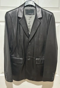 Men’s Wilsons Leather Black Two Button Blazer Jacket Medium Soft G III Preppy - Picture 1 of 10