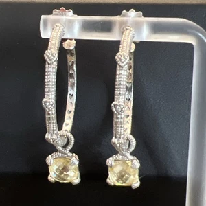 Judith Ripka JR Sterling 925 & 18K Gold Kanariengelb CZ Creolen - Bild 1 von 11