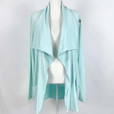 Fresh Produce Women's Waffle Knit Waterfall Cardigan Medium Teal - Image 1 of 4