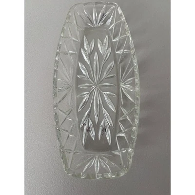 VTG Hazel Atlas Prescut Clear Glass Celery Leaf Pattern Candy Dish Trinket Bowl - Image 1 of 4