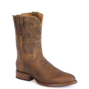 Botas Stetson Cash Roper para hombre punta redonda hechas a mano tostadas - Imagen 1 de 2