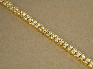 Damen Frauen Gelbgold plattiert Tennis Armband 2 Reihen 80 Karat 7,5 Zoll lang Lolo - Bild 1 von 4