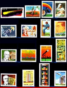 BRAZIL 1986 - LOT WITH 16 STAMPS OF THE YEAR - SCOTT VALUE $4.10, ALL MNH - Picture 1 of 1