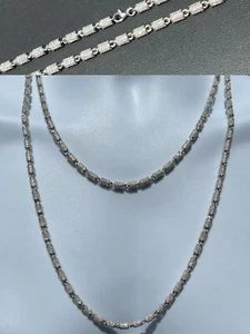 Men Barrel Chain Real Solid 925 Silver Iced Flooded Out CZ Hip Hop Necklace - Picture 1 of 14
