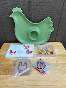 Chicken Rooster Hen Bundle Platter, Bookmark, Keychain, Christmas Ornament Gifts - Picture 1 of 17