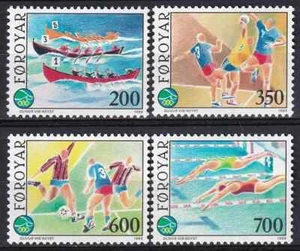 Faroe 1989 Yvert 180/83 Sports Football Soccer Swimming Handball MNH VF - Picture 1 of 1