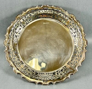 ANTIQUE LARGE STERLING SILVER TRAY/SALVER SHEFFIELD BY WALKER AND HALL - Picture 1 of 13