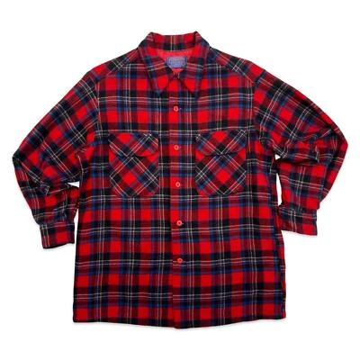 VTG USA PENDLETON WOOL SHIRT CHECK PLAID ROCKABILLY HOT ROD S 36” - Image 1 of 4