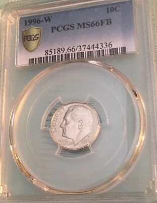 1996 W 10c Roosevelt Dime, PCGS MS66FB - Image 1 of 2