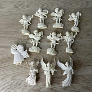 Vintage Christmas Angels Cherubs Ornaments HONG KONG Plastic Set of 11 Classic - Picture 1 of 13
