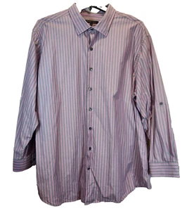 Synrgy Herren Langarm Hemd mit Knopfleiste Lila/Rosa Größe 3XL Freizeit Business - Bild 1 von 11