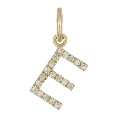 14k Yellow White or Rose Gold Diamond Initial Letter E Charm Pendant - Image 1 of 4