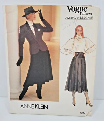 Vogue American Designer Pattern 1280 Anne Klein 1980s Jacket Skirt Blouse Sz 12 - Image 1 of 2
