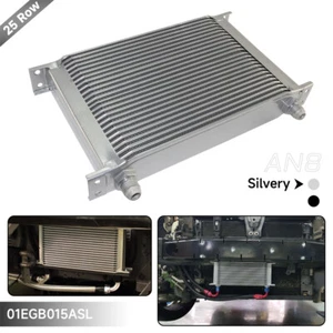25 Row 8AN Universal Engine Transmission Oil Cooler 3/4"UNF16 AN-8 Silver - Picture 1 of 11