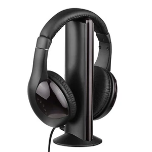 5 in 1 Hi-Fi Wireless Headset Headphone Earphone for TV DVD MP3 PC Black Y2E4 - Picture 1 of 12