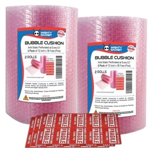 2 Pack Anti-static Bubble Rolls, Air Bubble, 12 Inch x 72 Feet Total - Picture 1 of 4