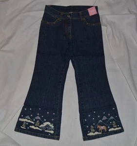 Gymboree PARK CITY LUXE Denim Blue Flare Jeans Pony Scenic Border NWT 4 5 6 10 - Picture 1 of 4