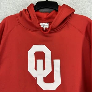 Oklahoma Sooners Hoodie Mens Medium Red Long Sleeve Pullover Football Drawstring - Picture 1 of 13