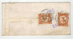 OLD VINTAGE CHINA CHINESE MAILED ENVELOPE 2 DIFF STAMPS & CANCELS PURPLE MARKING