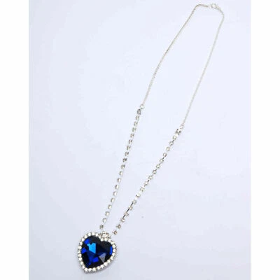 NUEVO Collar Colgante Titanic Corazón del Océano Cristal Azul Oscuro Tamaño Grande Lo último Foto 1 de 4