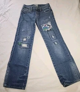 Gap Girls Embroidered Flare Distressed Patch Jeans size 10 - Picture 1 of 12