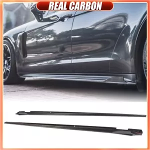 Fits Porsche Panamera 971 2017-19 REAL CARBON Side Skirts Extension Lip Spoiler - Picture 1 of 16