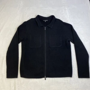 ROBERT BARAKETT Sweater Men's XL Black Wool Full Zip Collared Soft Pockets - Picture 1 of 8
