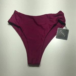 Zaful Bikini Bottom Womens Size 4/Small Maroon Burgundy Beach High Cut Swimsuit - Picture 1 of 11