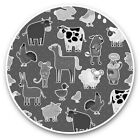 2 x Vinyl Stickers 7.5cm (bw) - Cartoon Farm Animals Farmer  #38779