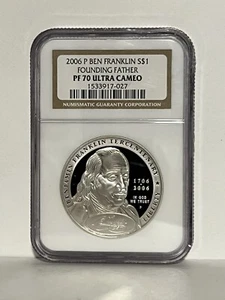 2006 - P Ben Franklin Silver $1 Dollar Founding Father NCG PF 70 Ultra Cameo - Picture 1 of 2