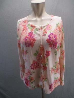 Granate Hill Talla XL Mujer Multicolor Floral 100% Lana Merino Botón Cardi 660 Foto 1 de 4