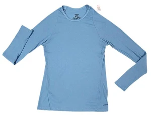PATAGONIA Womens Medium Light Blue LIGHTWEIGHT CAPILENE CREW BASE LAYER TOP - Picture 1 of 2