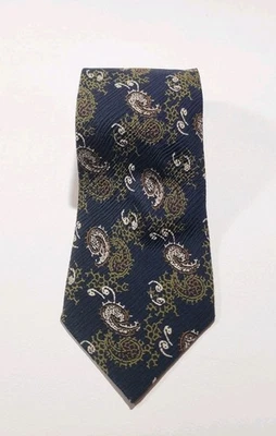 Vtg Giorgio Armani Tie 57.25"  Blue Gold Geometric Abstract Silk Italy - Image 1 of 4