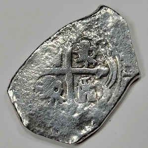 1709-1713 Mo Mexico Silver Cob 8 Reales Shipwreck Salvaged 24.7g Scarce *K882 - Picture 1 of 5