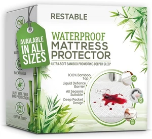 Bamboo Mattress Protector Hypoallergenic & Breathable Waterproof Mattress Cover - Picture 1 of 6