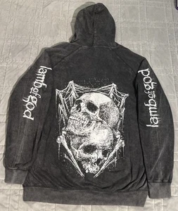 Lamb Of God Men’s Sweatshirt Skulls Faded Distressed Size XL Metal Grunge Hoodie - Picture 1 of 12