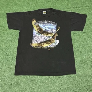 Vintage 80s 90s 3D EMBLEM Large Eagle Harley Davidson single stitch T Shirt - Picture 1 of 6
