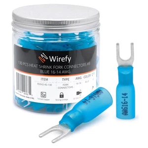 Wirefy 130 PZ Connettori Forchetta 4 mm - Kit Terminali Termoretraibili - - Afbeelding 1 van 7
