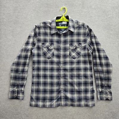 Camisa con botones KUHL para hombre GRANDE azul a cuadros occidental manga larga trabajo Foto 1 de 4