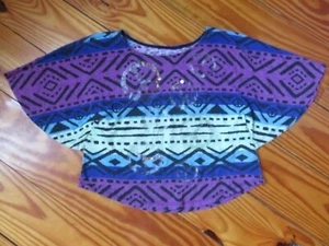 Cute Girls Justice Batwing Top Purple/Blue/Aztec/Peace Size 7 - Picture 1 of 5