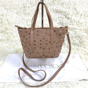Bag JIMMY CHOO Leather Star Studs 2way Hand Tote Crossbody Logo - Picture 1 of 10