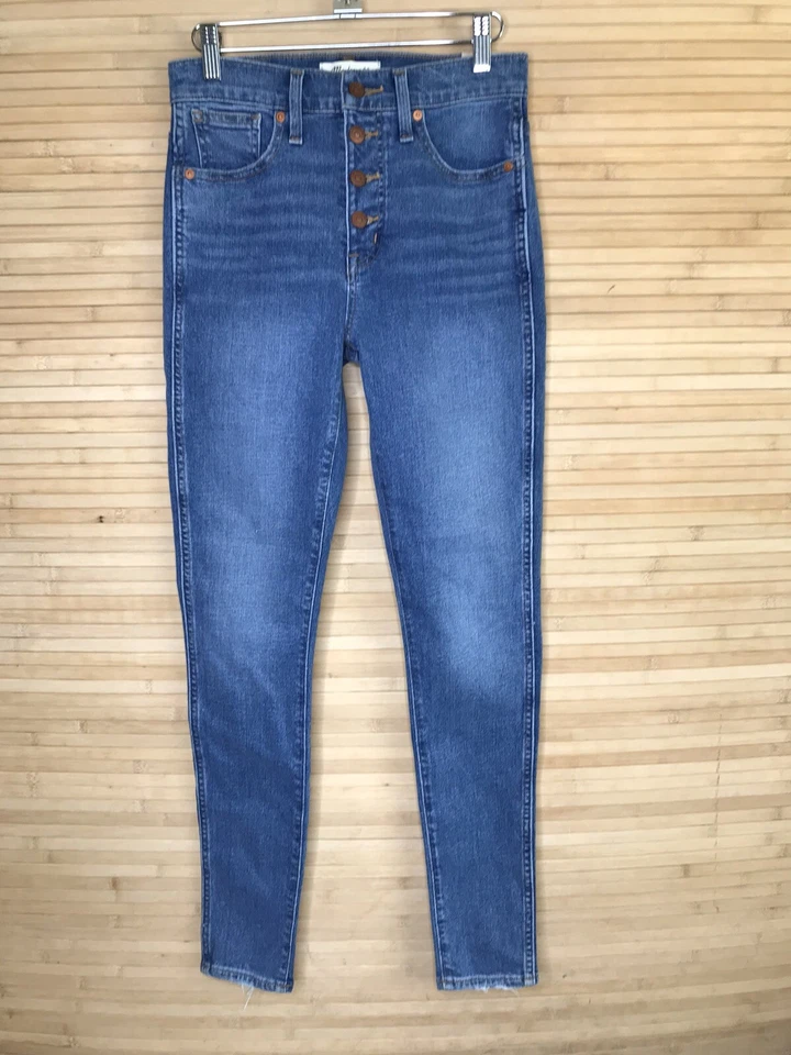 MADEWELL 10" High-Rise Skinny Jeans Button-Front TENCEL Denim Ed MA981 Sz 29