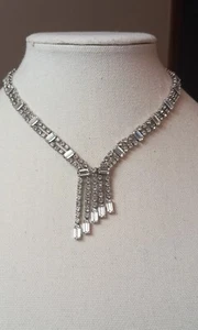 VINTAGE KRAMER STATEMENT CRYSTAL RHINESTONE NECKLACE CHOKER - Picture 1 of 12