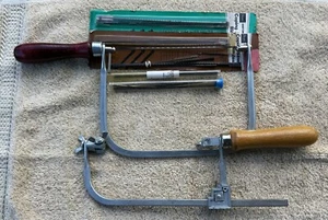 LOT OF (2) COPING SAWS WITH BLADES AND SCREWEDRIVERS AND HANDLE - AS PICTURED - Picture 1 of 9