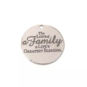 10PCS Antiqued silver FAMILY round charms #95327 - Picture 1 of 2