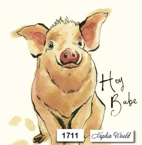 (1711) DOS servilletas artesanales artísticas decoupage para almuerzo de papel - escritura de cerdo cerdo cerdo - Imagen 1 de 3