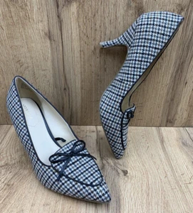 Liz Claiborne Harter Pointed Toe Spool Heel Pumps Women 10 M Brown Houndstooth - Picture 1 of 15